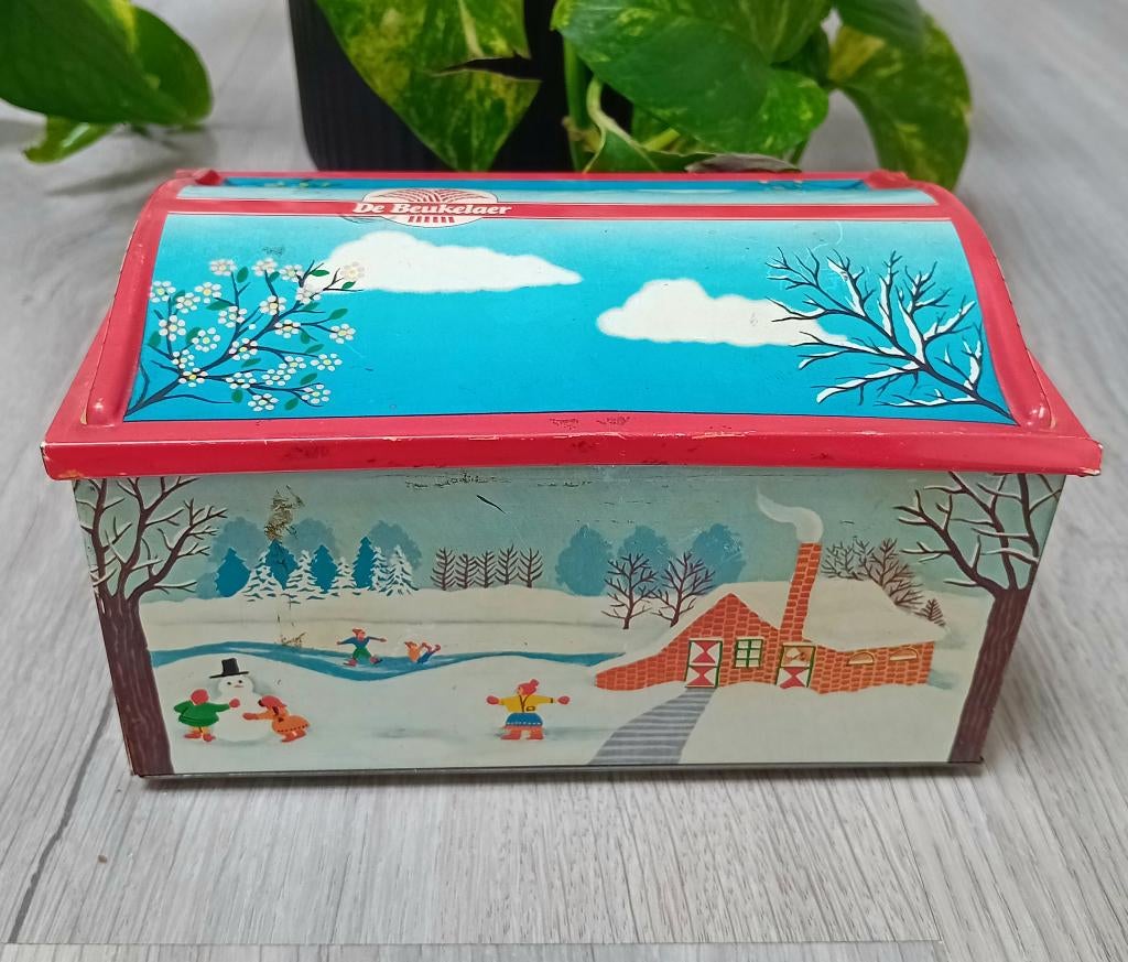 vintage blik De Beukelaer vier seizonen, Verzamelen, Ophalen of Verzenden, Gebruikt, Overige