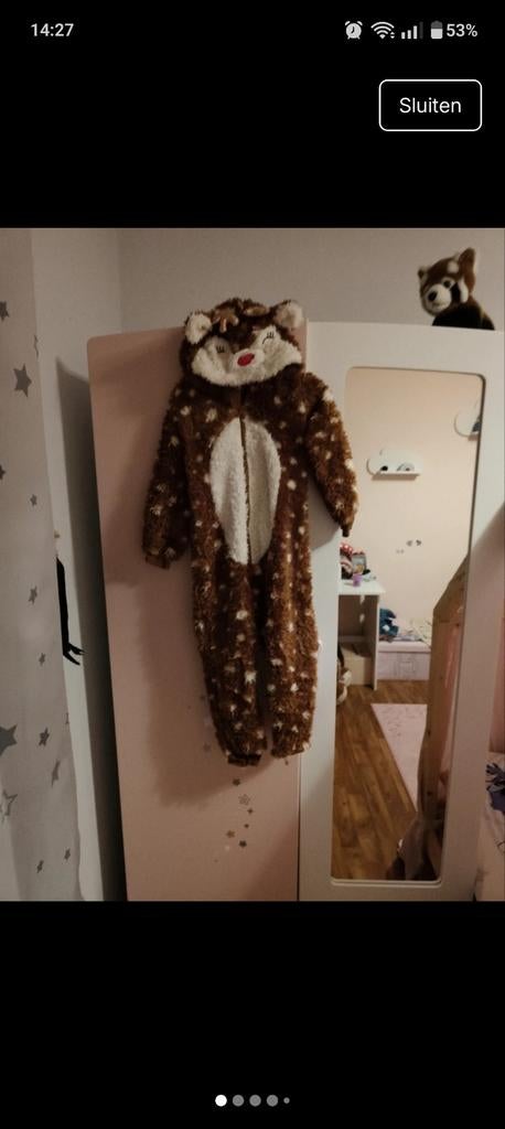 Leuke rendier onesie maat 98/104, Kinderen en Baby's, Carnavalskleding en Verkleedspullen, Ophalen of Verzenden, Zo goed als nieuw