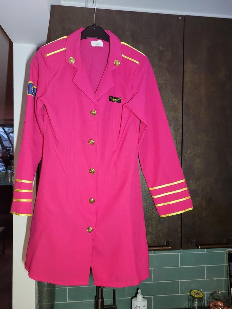 Themakleding: stewardess XS, Ophalen of Verzenden, Zo goed als nieuw, Maat 34 (XS) of kleiner, Carnaval