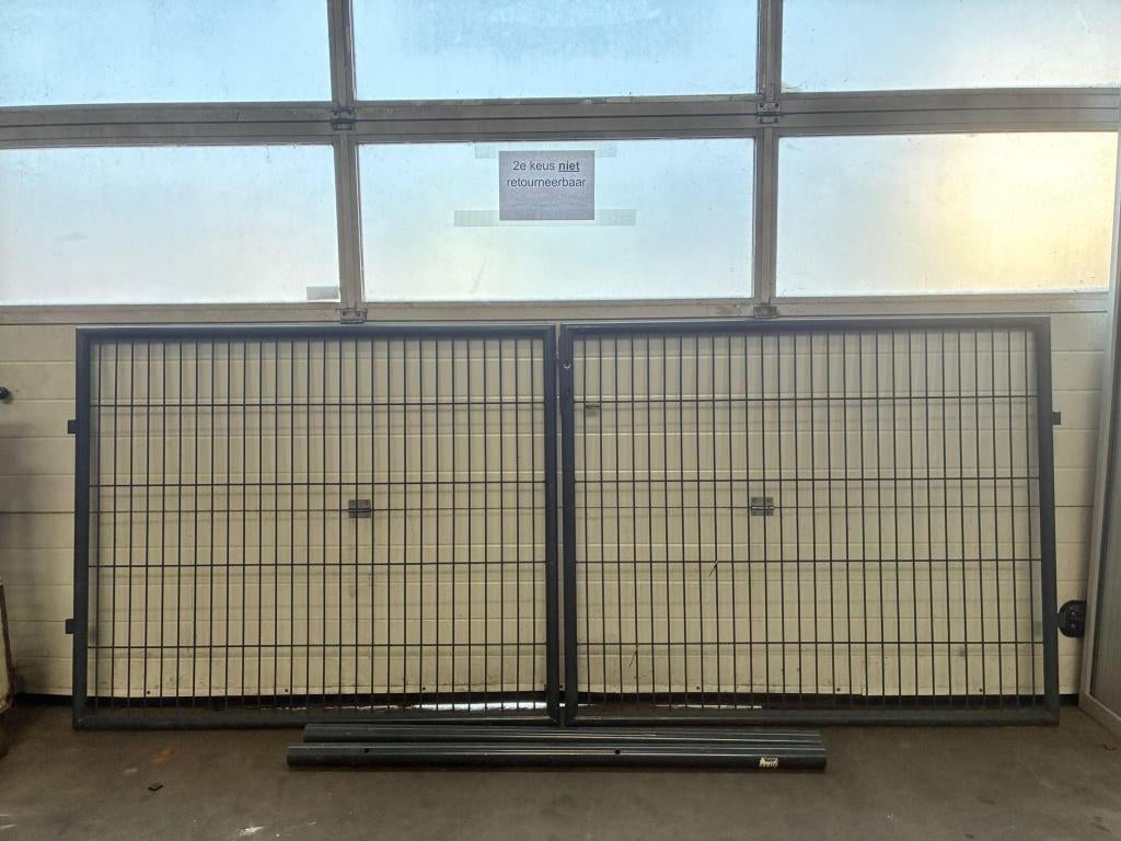 Dubbele Tuinpoort - 125 x 300 cm - Antracietgrijs RAL 7016, Gebruikt, Verzenden, Hekwerk Centrale Twente, 100 tot 150 cm