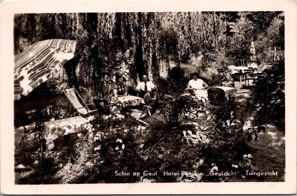 Schin op Geul - Hotel Pension Geulzicht Tuingezicht (1954), Verzenden, 1940 tot 1960, Gelopen, Limburg