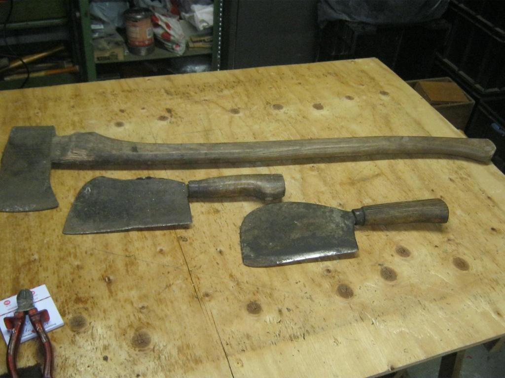 Oude bijltjes + bijl, Ophalen of Verzenden