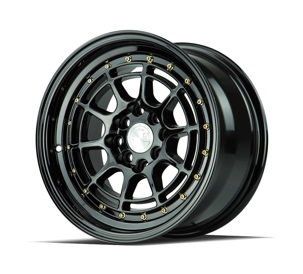 Aodhan AH04 Zwart goud 15 x 8.0J ET20 4x100 4x114.3, Ophalen of Verzenden