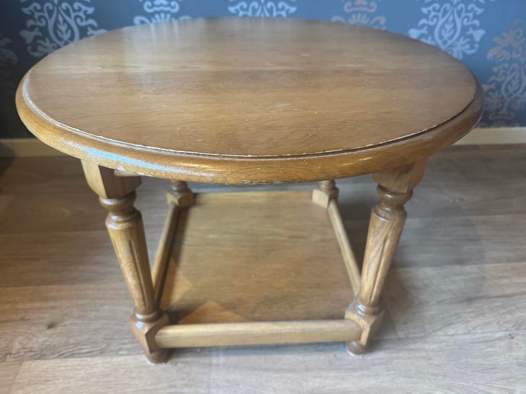 Eikenhouten bijzettafel honing patiné, Ophalen, Minder dan 45 cm, Minder dan 55 cm, Gebruikt