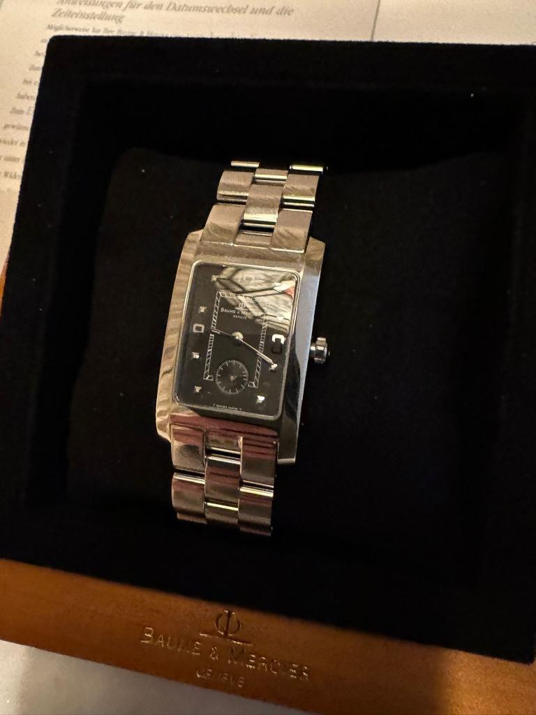 Zwitsers Horloge Baume et Mercier Hampton zwarte wijzerplaat, Richemont, Ophalen of Verzenden, Zo goed als nieuw, Info@houseofcoco.nl