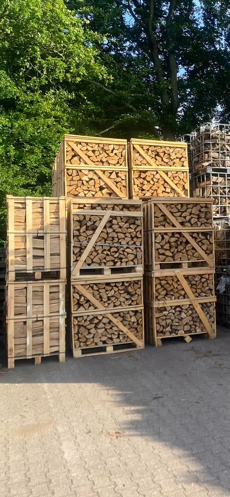 Eiken haardhout gestapeld, droog! ACTIE van 215 voor 210!, 6 m³ of meer, Ophalen of Verzenden, Eikenhout, Blokken