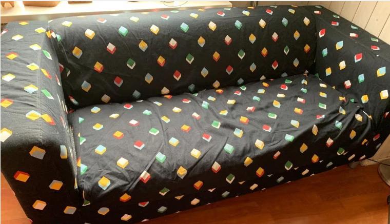 Zwarte hoes gekleurde kubussen; Klippan bank Ikea, 150 tot 200 cm, Tweepersoons, 75 tot 100 cm, Ophalen of Verzenden