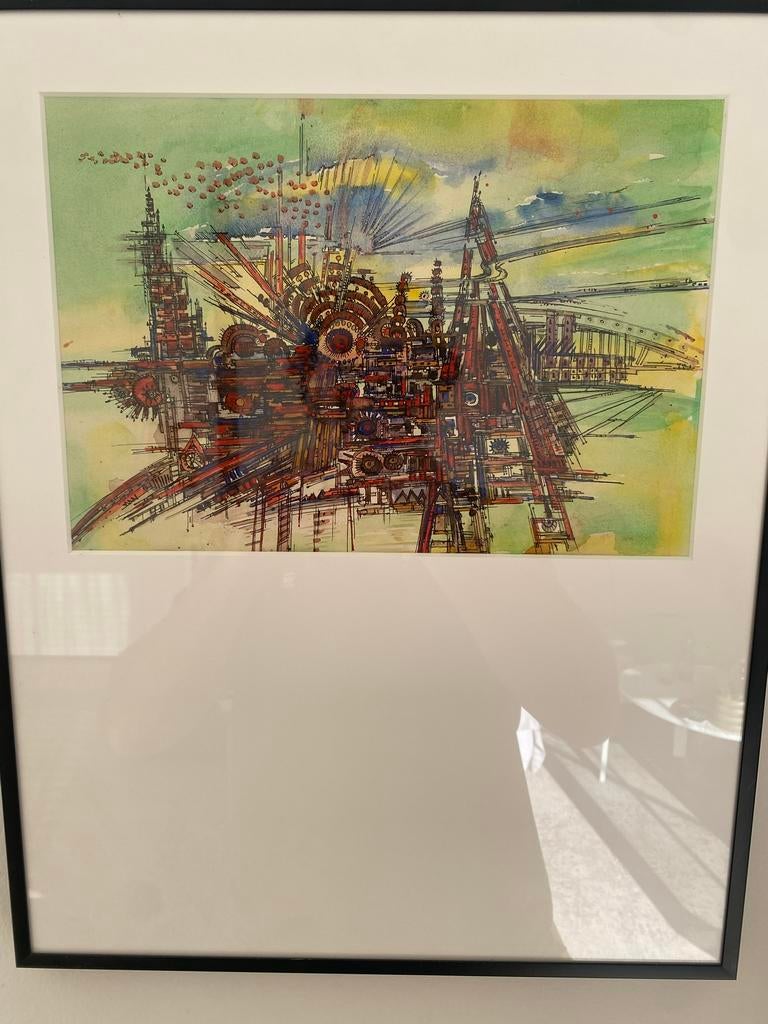 Abstracte aquareltekening- maker onbekend, Ophalen of Verzenden