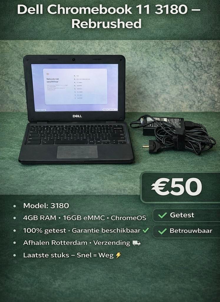 Refurbished Chromebooks - Dell & HP - Rotterdam, 4 GB of minder, Qwerty, Touchscreen, Refurbished