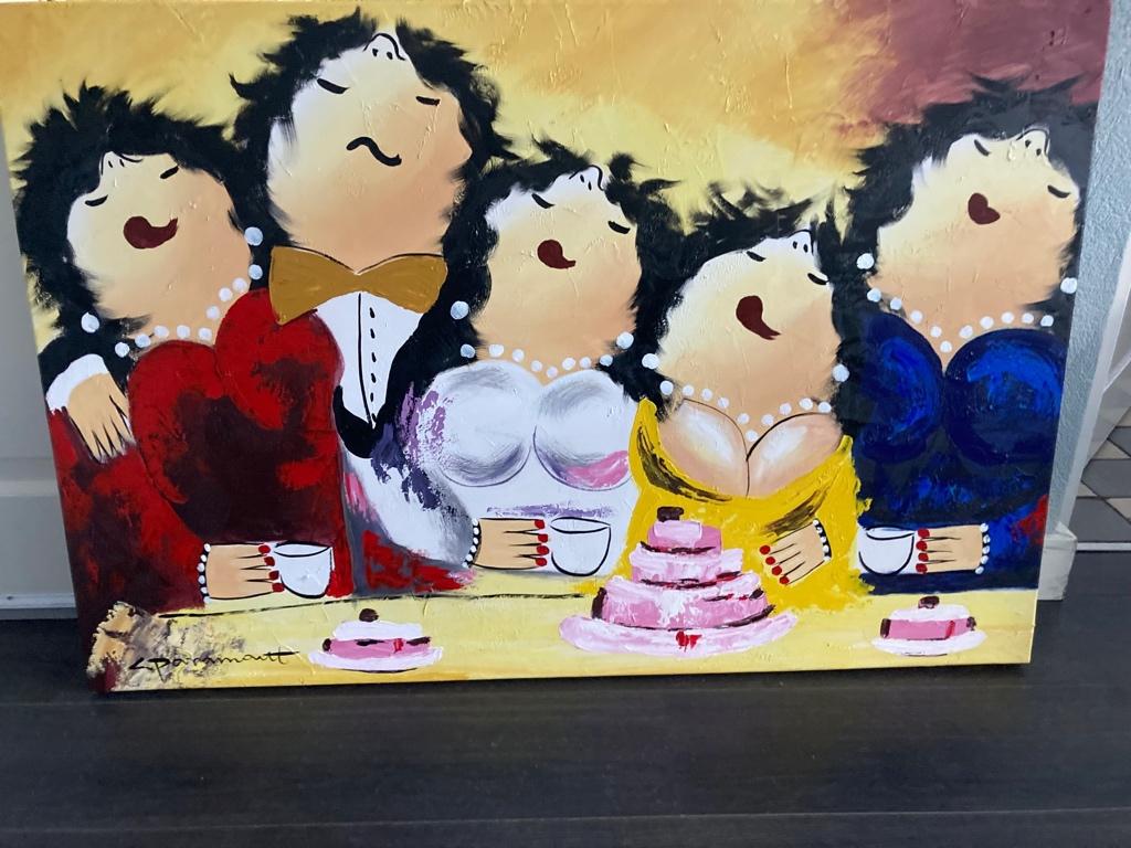 olieverf schilderij Dikke Dames, Antiek en Kunst, Kunst | Schilderijen | Modern, Ophalen