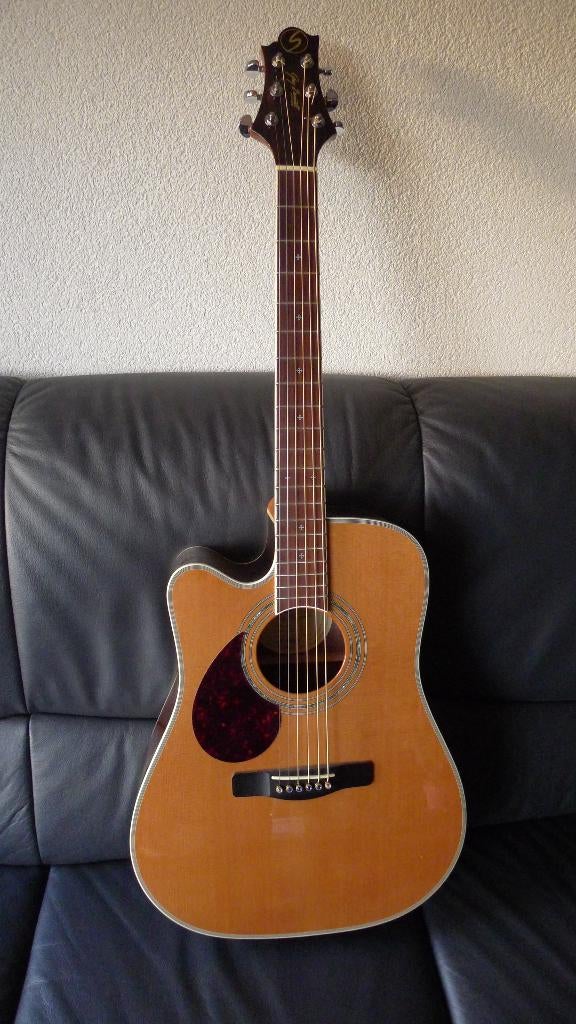 Samick USA Greg Bennett D-7CE linkshandig, Ophalen of Verzenden, Zo goed als nieuw, Western- of Steelstringgitaar, Met (piezo-)element