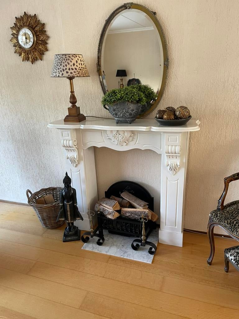 Mooi! Houten 30-er jaren schouw. Haardschouw, Huis en Inrichting, Ophalen, Gebruikt, Vrijstaande haard, Overige soorten