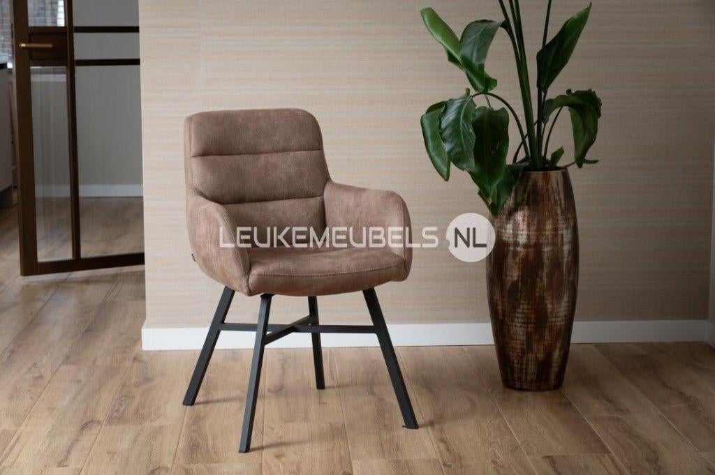 Eetkamerstoel Elton met armleuning, 3 kleuren, Nieuw, Ophalen of Verzenden, Stof, Vijf, Zes of meer stoelen