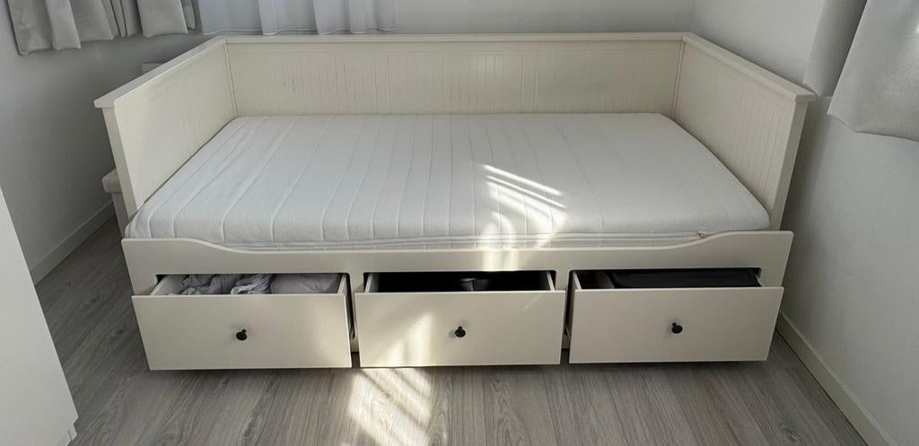 Ikea bedbank met lades, Ophalen, Eenpersoons, Wit, 80 cm