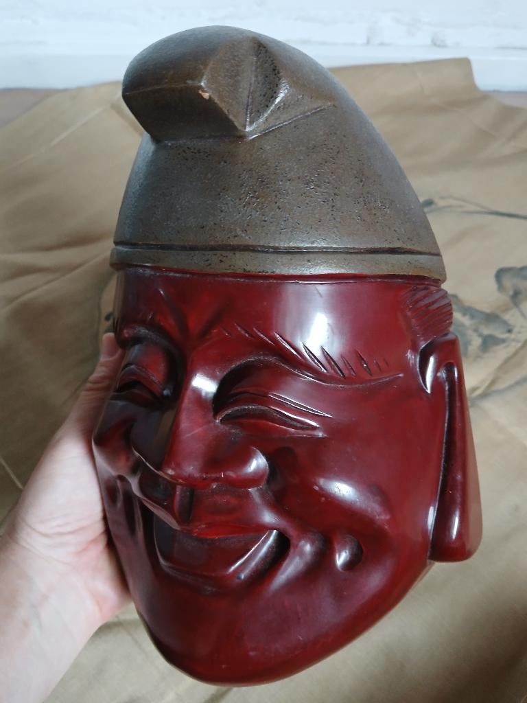 Japanse vintage / antieke omen masker Ebisu, Ophalen of Verzenden