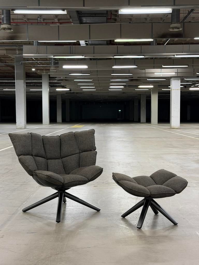 B&B Italia Husk Fauteuil + Ottoman | NIEUWSTAAT + Garantie, Overige materialen, 75 tot 100 cm, Ophalen of Verzenden, Zo goed als nieuw