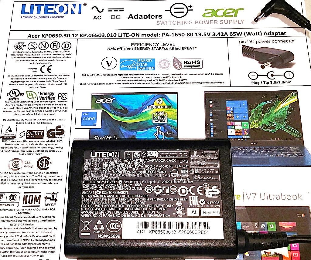 Acer LITE-ON PA-1650-80AW 19V 3.42A 65W Adapter Samsung, Ophalen of Verzenden, Zo goed als nieuw, Acer