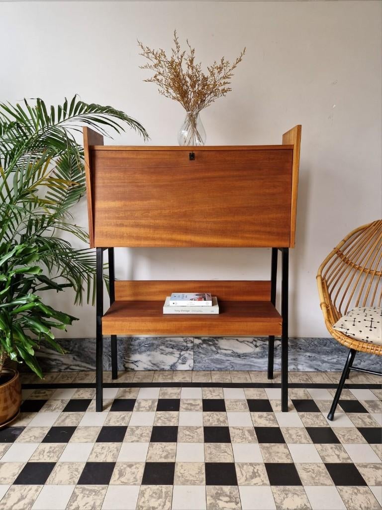 Vintage midcentury secretaire | bureau | thuiswerkplek, Huis en Inrichting, Kasten | Secretaires, Ophalen, Gebruikt, Vintage midcentury