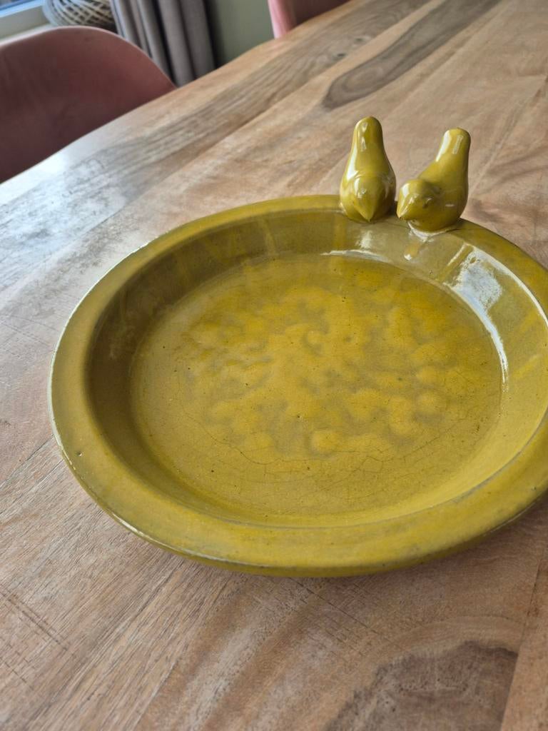 Mooie geglazuurde vogelschaal / vogeldrinkplek, Ophalen, Zo goed als nieuw