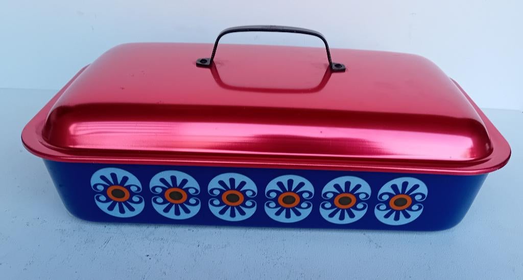 Emaille ovenschaal en pocheerpan met deksel en rek, 2 in 1, Ophalen of Verzenden, Zo goed als nieuw, Overige materialen, Overige typen