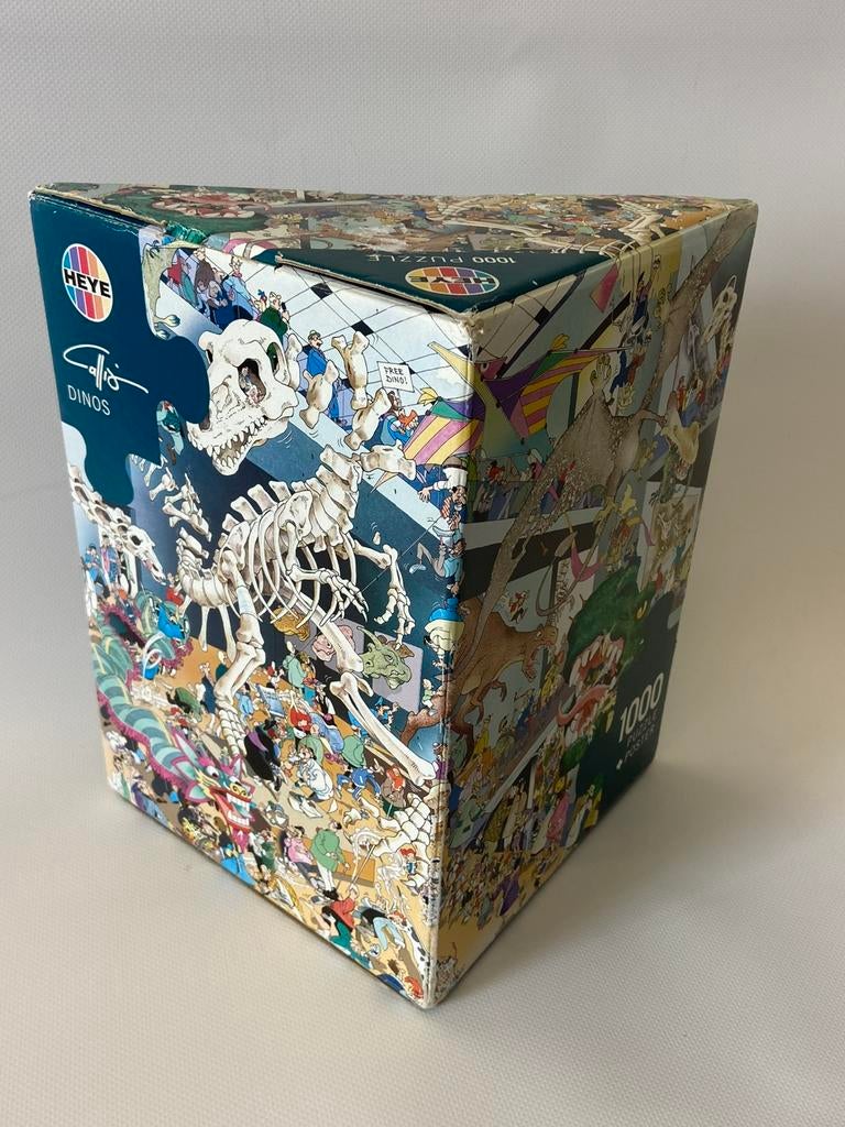 HEYE legpuzzel in driehoekdoos Dinos 1000 stukjes, Hobby en Vrije tijd, Denksport en Puzzels, Ophalen of Verzenden, 500 t/m 1500 stukjes