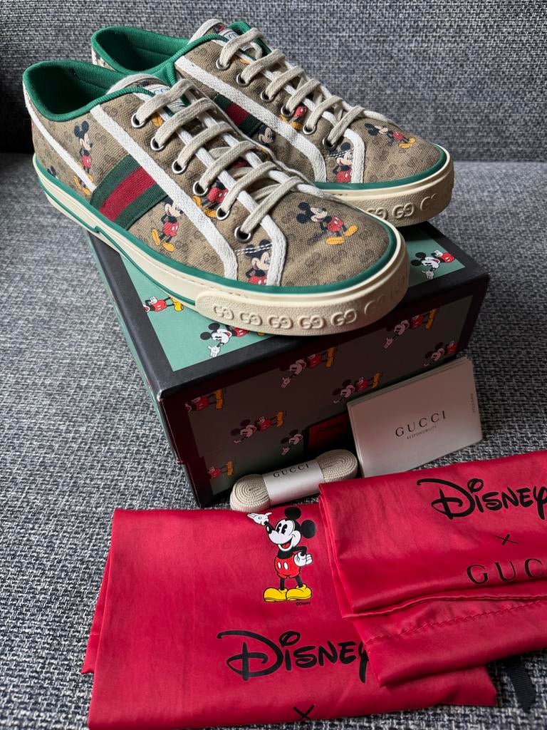 Disney x Gucci Tennis 1977 Mickey Mouse sneakers maat 42, Overige kleuren, Ophalen of Verzenden, Sneakers of Gympen, Gedragen
