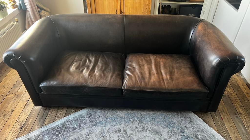 Leren sofa van Jan Frantzen, Ophalen, Gebruikt, Driepersoons, Landelijk engels chesterfield