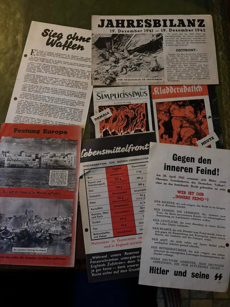 Duitse oorlogspamfletten 6x, Verzamelen, Ophalen of Verzenden, Duitsland