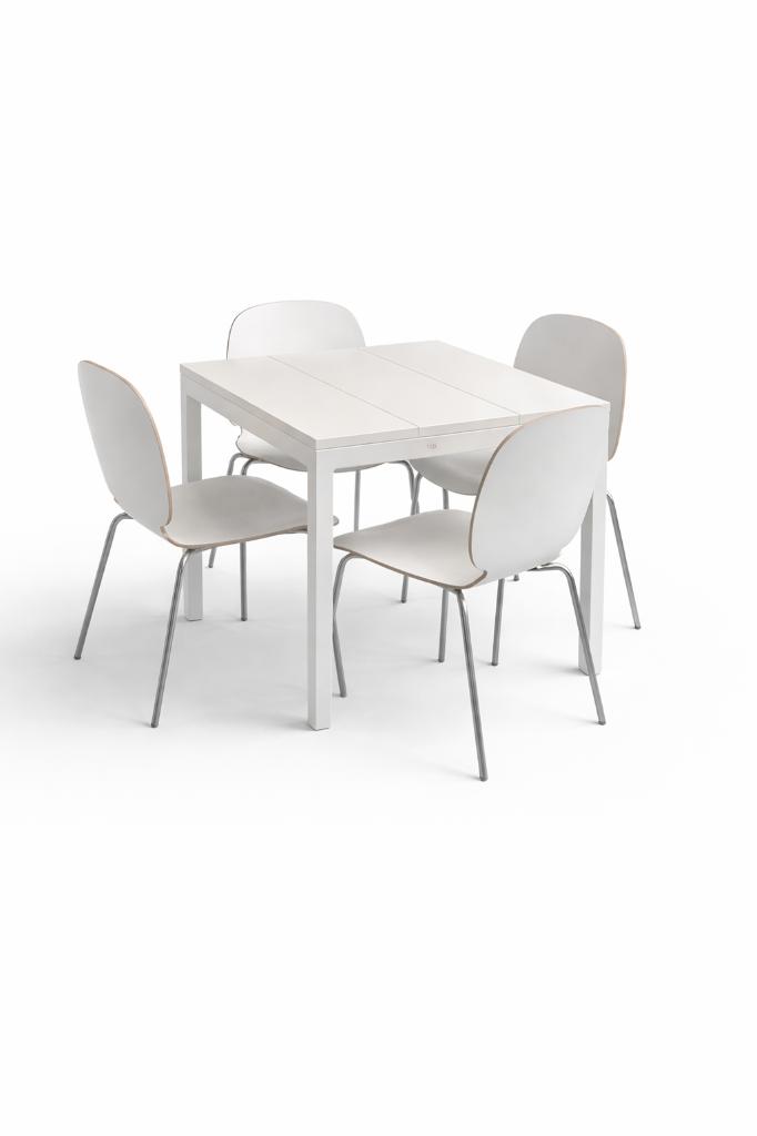 Vintage extendable White Dining Table (80x80  80x160 cm), Huis en Inrichting, Tafels | Eettafels, Ophalen, Gebruikt, 150 tot 200 cm