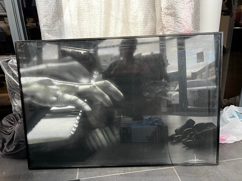 Schilderij Handen Piano op fluweel doek, Ophalen