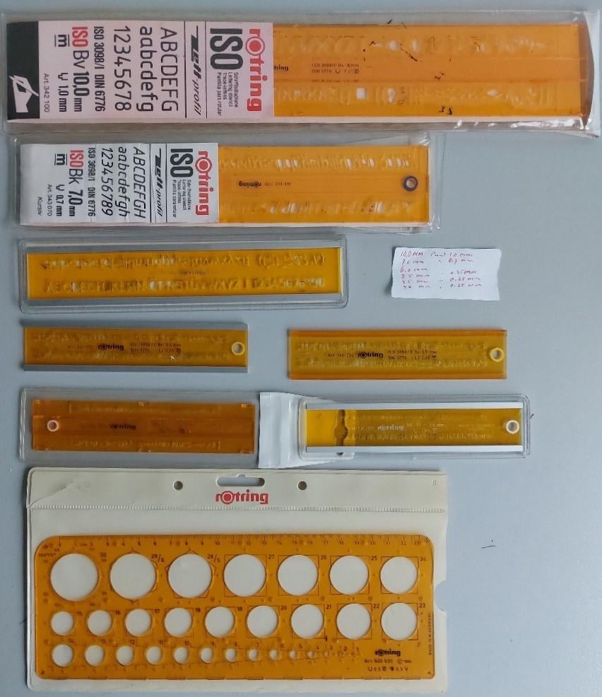Rotring, diverse Lettersjablonen & Tekensjablonen, Ophalen of Verzenden, Gebruikt, Overige typen