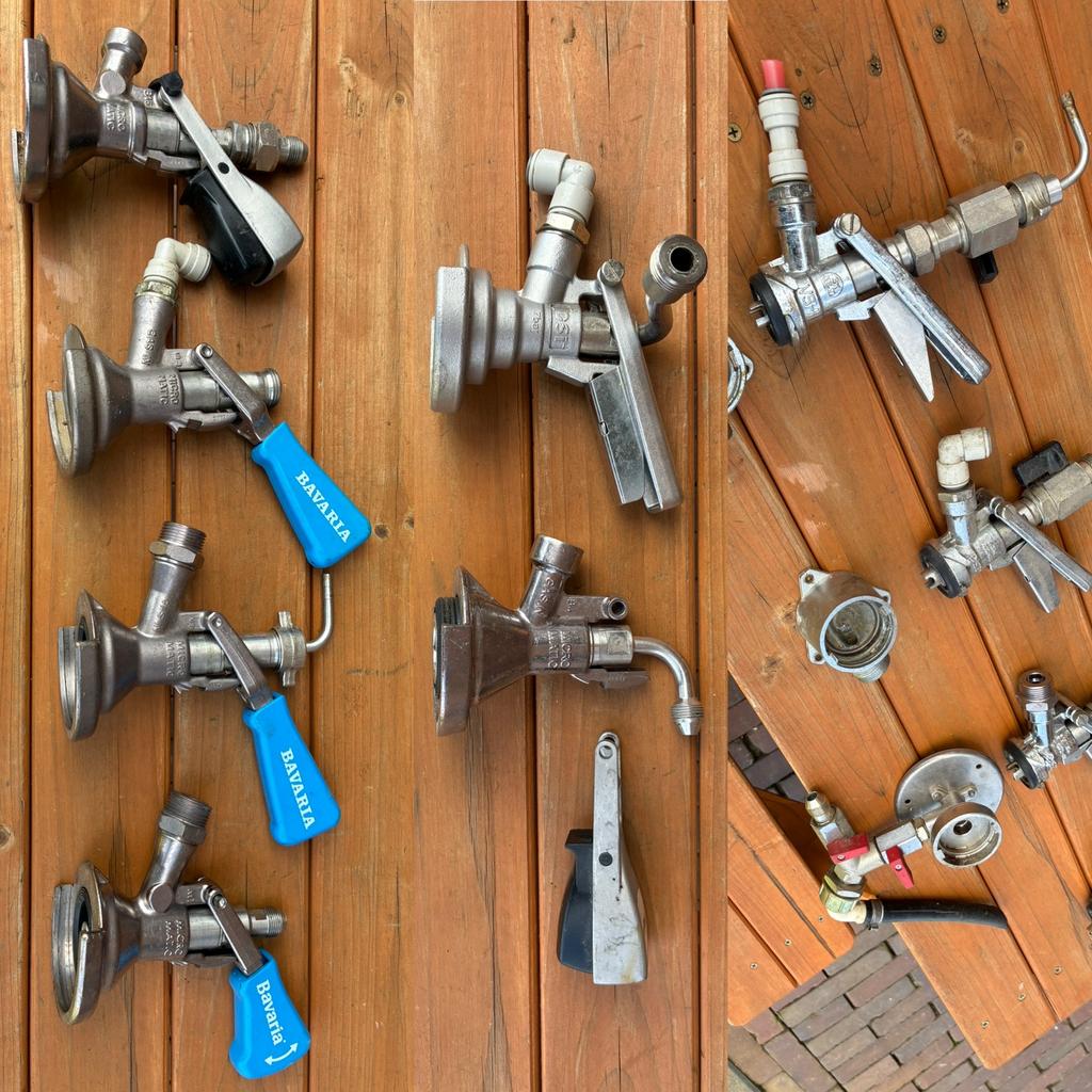 Diverse fustkoppelingen bavarie inbev spoelkop thuistap bier, Ophalen, Gebruikt