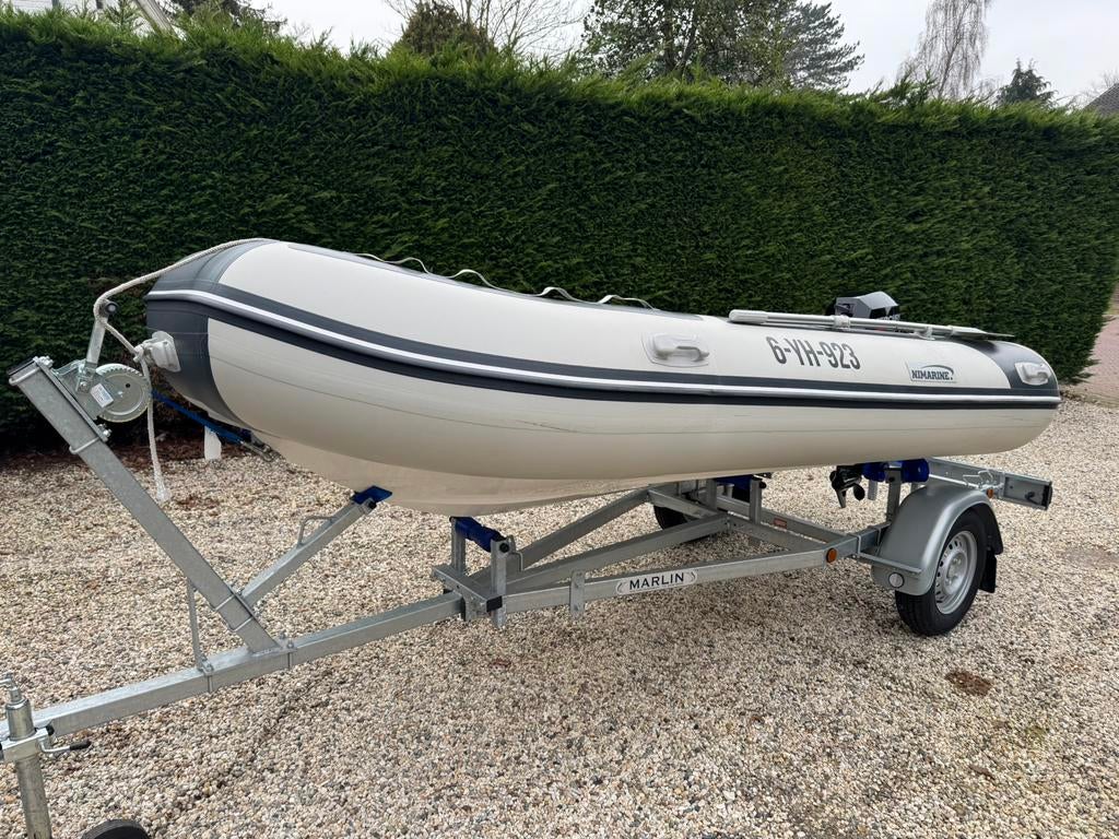 Nimarine 350 rib met 20pk Mercury en trailer, Watersport en Boten, Gebruikt, Benzine, Minder dan 70 pk, Overige materialen