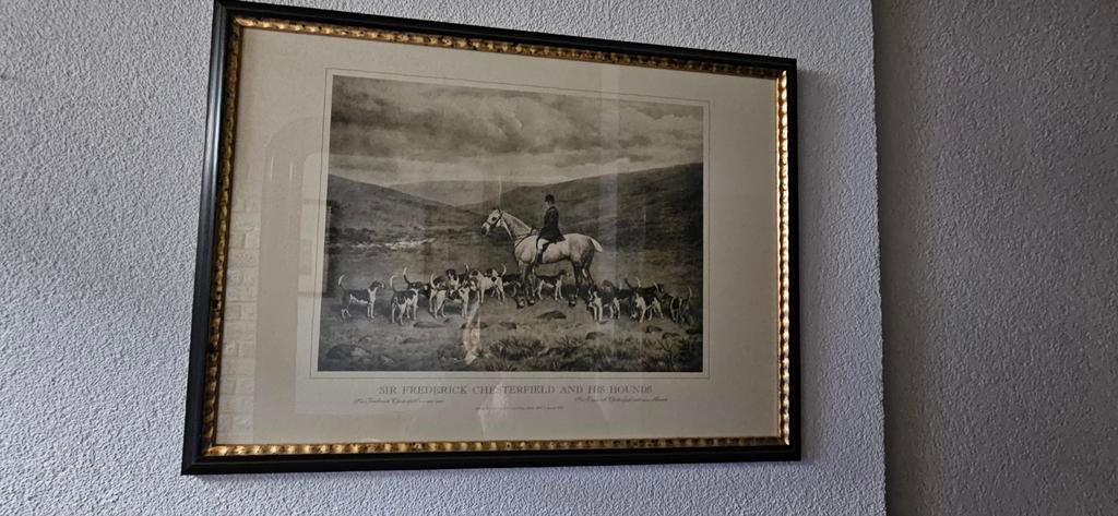 Ingelijste prenten met  jachttaferelen, Ophalen