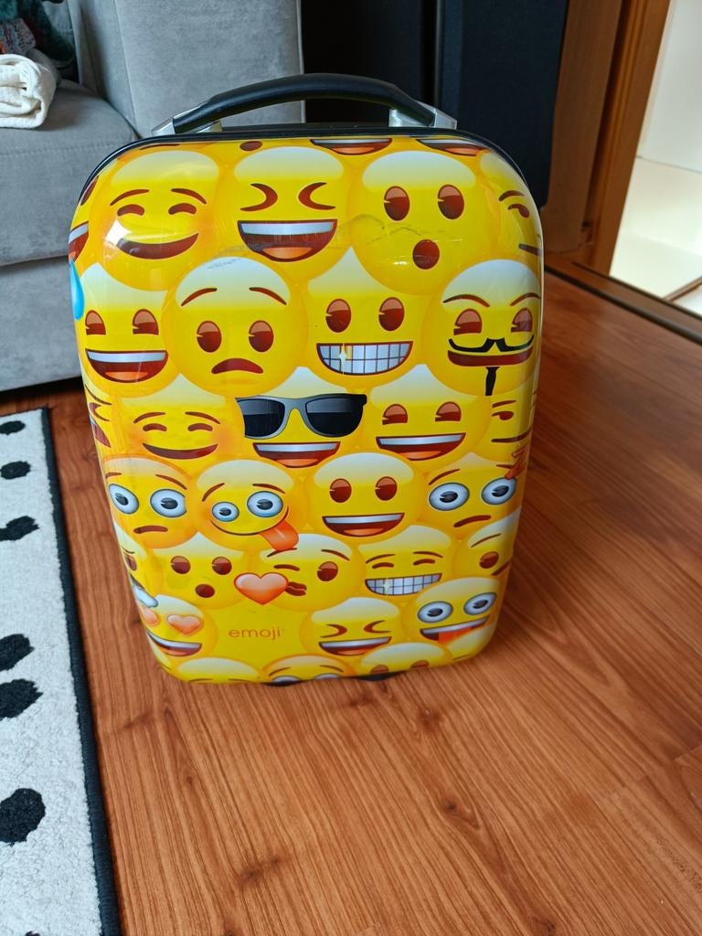 Emoji Handbagage Koffer - Geel met Wieltjes, Ophalen, Wieltjes, Gebruikt, 20 tot 30 cm