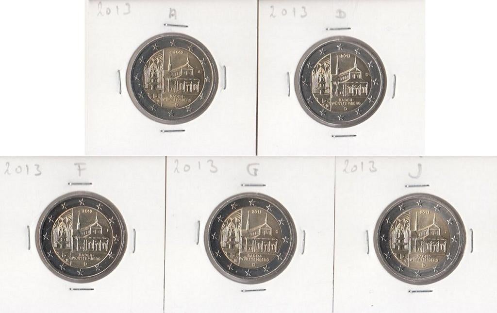 Duitsland 2 Euro Set "Baden-Württemberg" 2013 A-D-F-G-J UNC, Postzegels en Munten, Munten | Europa | Euromunten, Ophalen of Verzenden