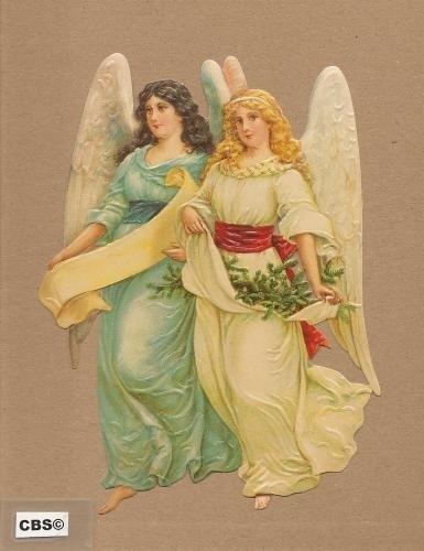 Engelen met kerst takken poezieplaatjes 5063, Ophalen of Verzenden