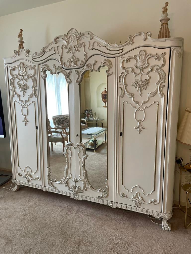 Antieke Brocante Kledingkast met Spiegels - Barok Stijl, Ophalen of Verzenden