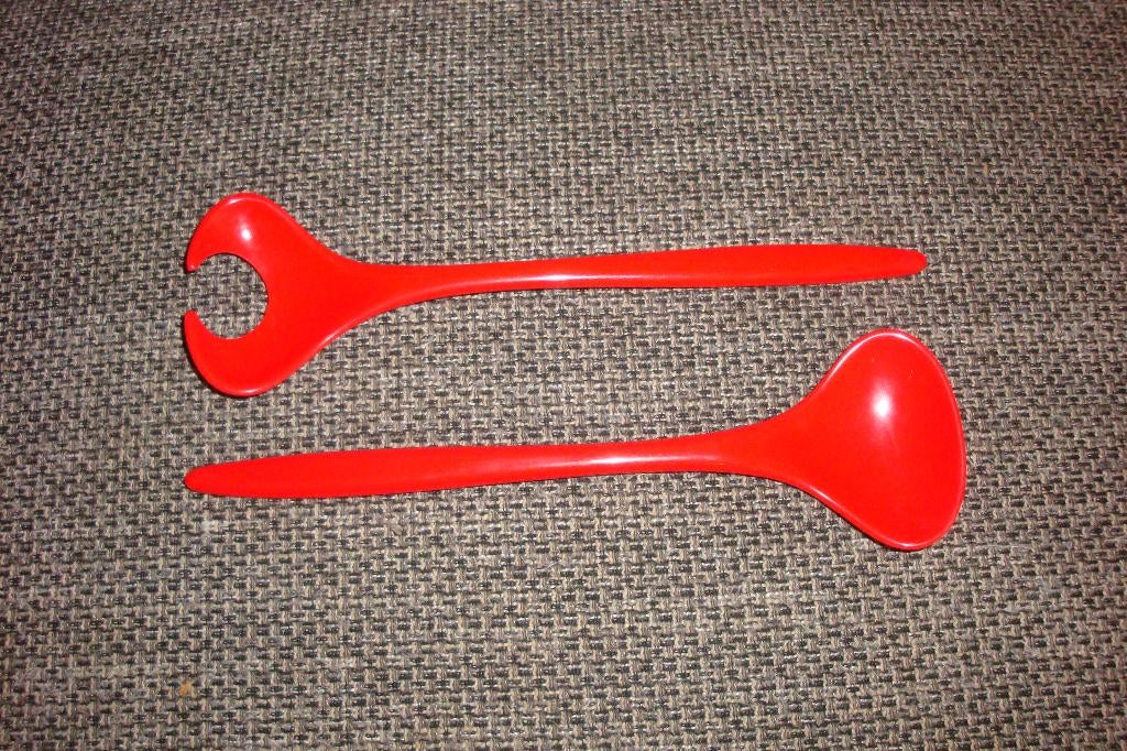 Mepal camping slabestek, vork en lepel, oranje-rood, Ophalen of Verzenden, Zo goed als nieuw