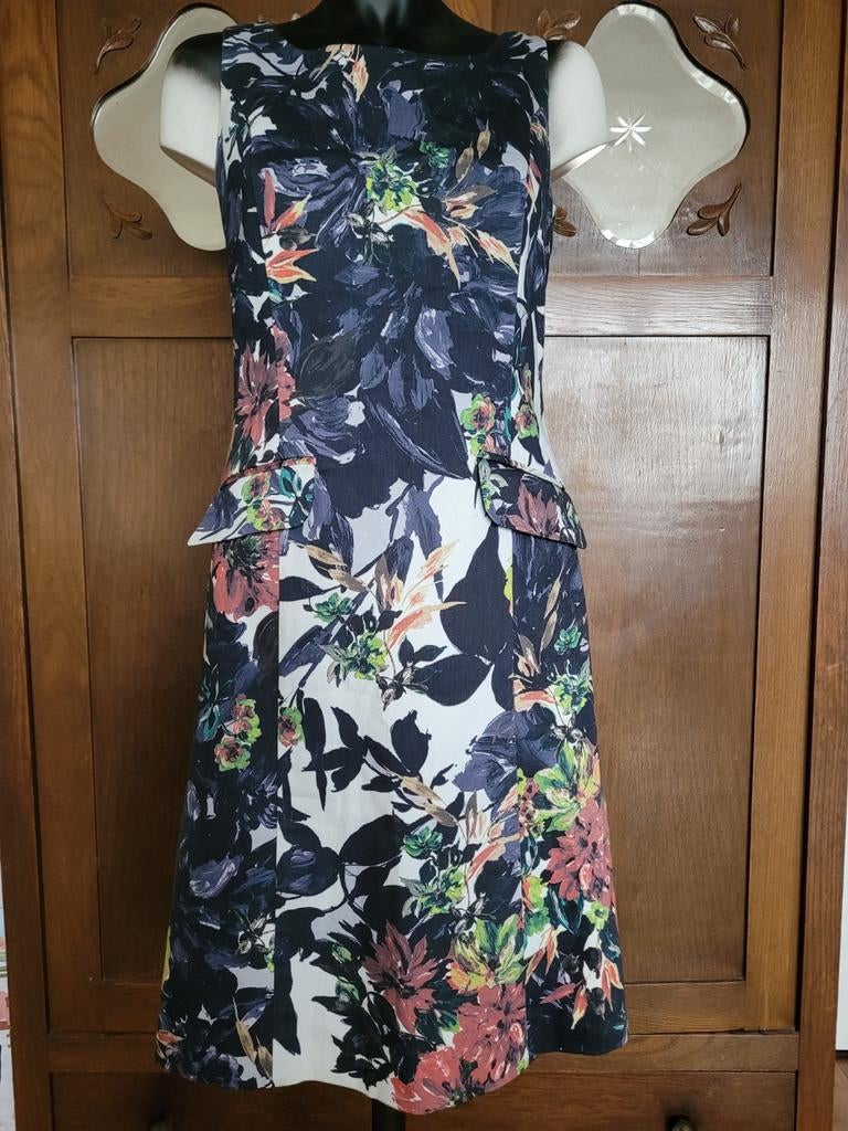 Zomerse jurk bloemprint "Kyra&co" mt36, Blauw, Ophalen of Verzenden, Zo goed als nieuw, Maat 36 (S)