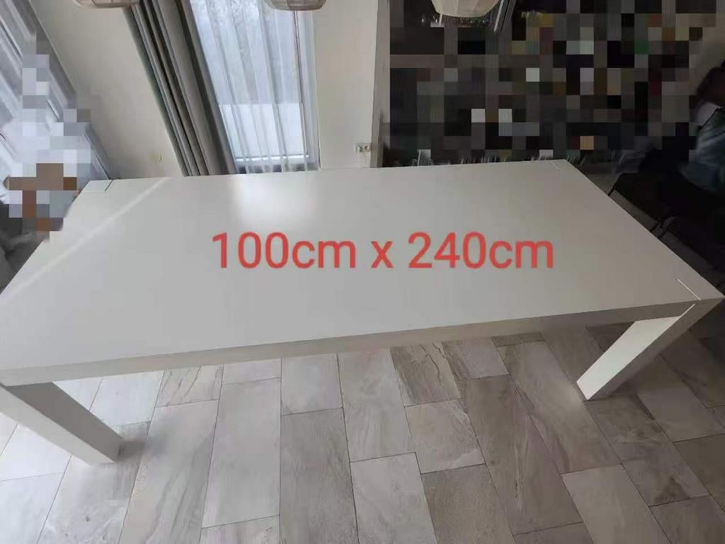 Witte tafel 100cm breed 240cm lang met kleine lade, Huis en Inrichting, Ophalen