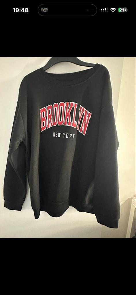 Zwarte Brooklyn New York Trui - Maat L, Ophalen of Verzenden, Zo goed als nieuw, Maat 42/44 (L), Zwart