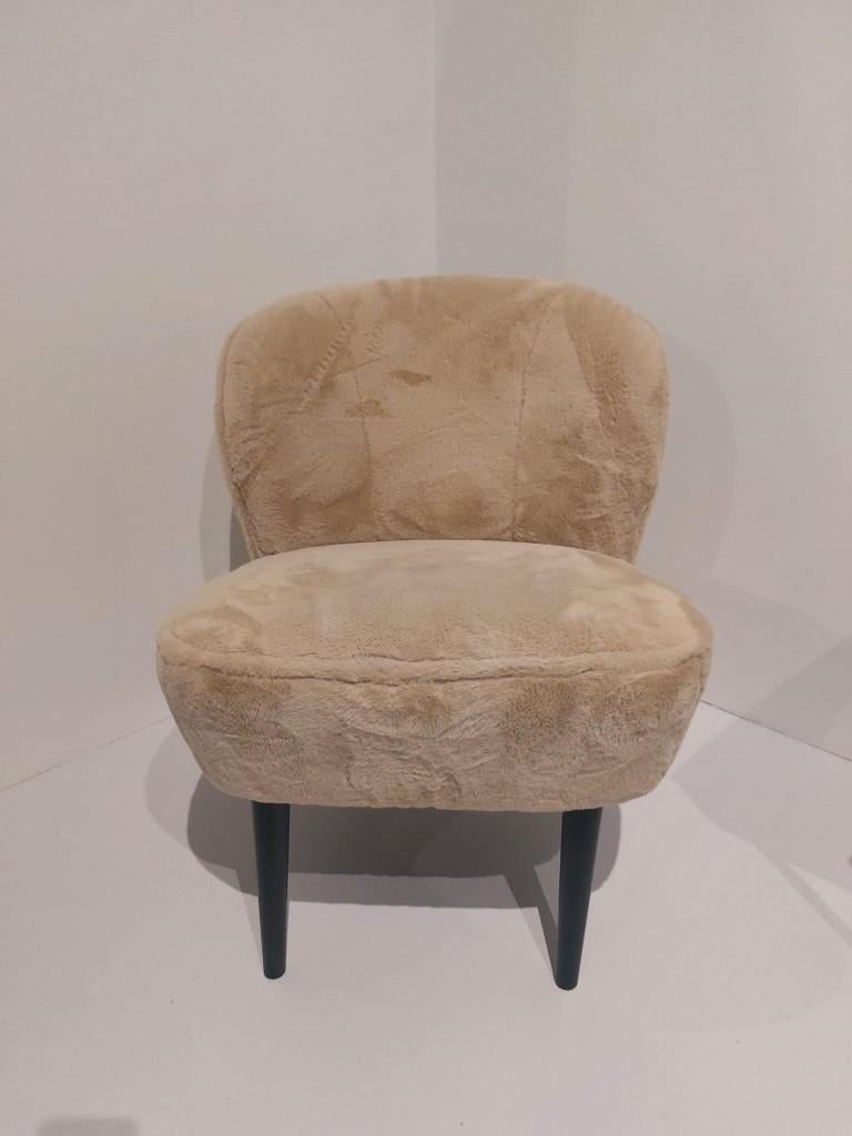 Sara Fauteuil Imitatiebont Naturel, Ophalen, Overige materialen, Nieuw, 75 tot 100 cm