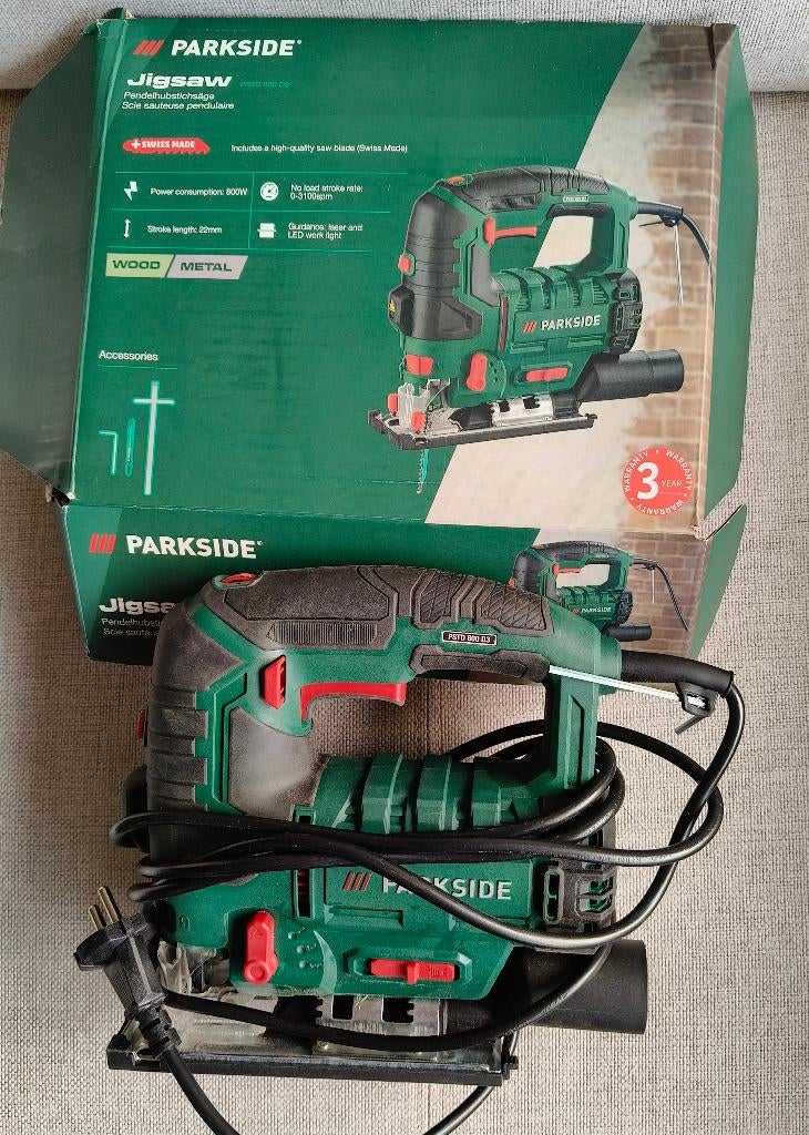 Decoupeerzaag Parkside 800W + extra set (hout) zaagbladen, 600 tot 1200 watt, Ophalen of Verzenden, Decoupeerzaag, 70 mm of meer