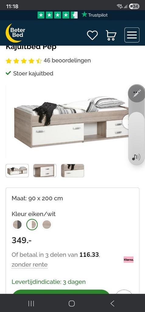 kajuitbed, Ophalen, Zo goed als nieuw, Eenpersoons, Hout