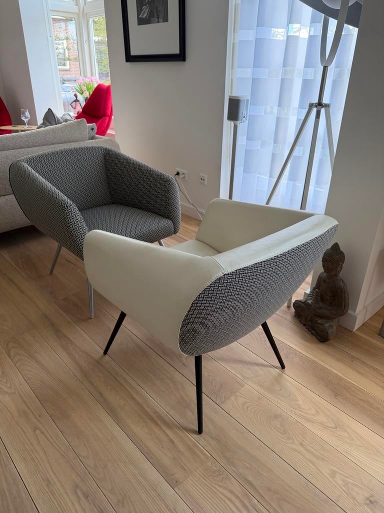 Leolux fauteuils set (2 stoelen), Huis en Inrichting, Fauteuils, Ophalen, Minder dan 75 cm, Leer, Zo goed als nieuw