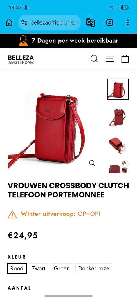 Crossbody tasje, rood, nieuw, Ophalen, Nieuw, Overige merken, Minder dan 30 cm