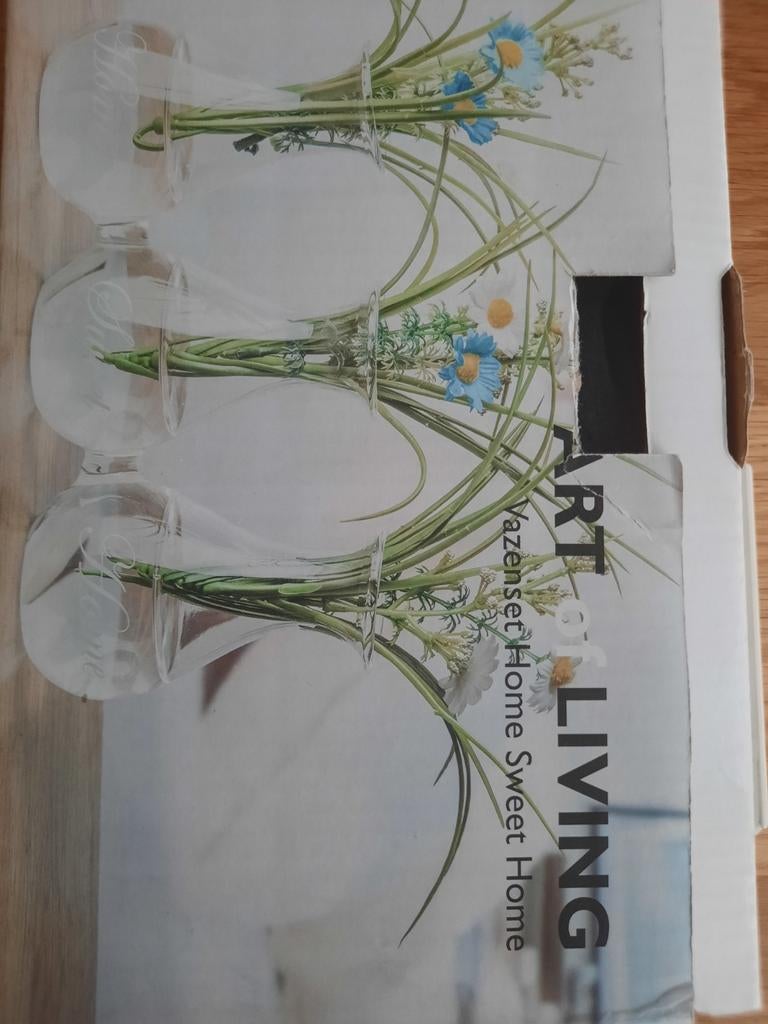 3-delige glazen tulp vaas Art Living, Ophalen, Nieuw