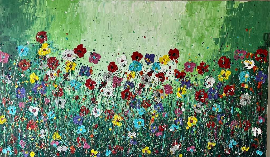 Valera- Bloemen- Handgeschilderd- Uniek, Ophalen of Verzenden