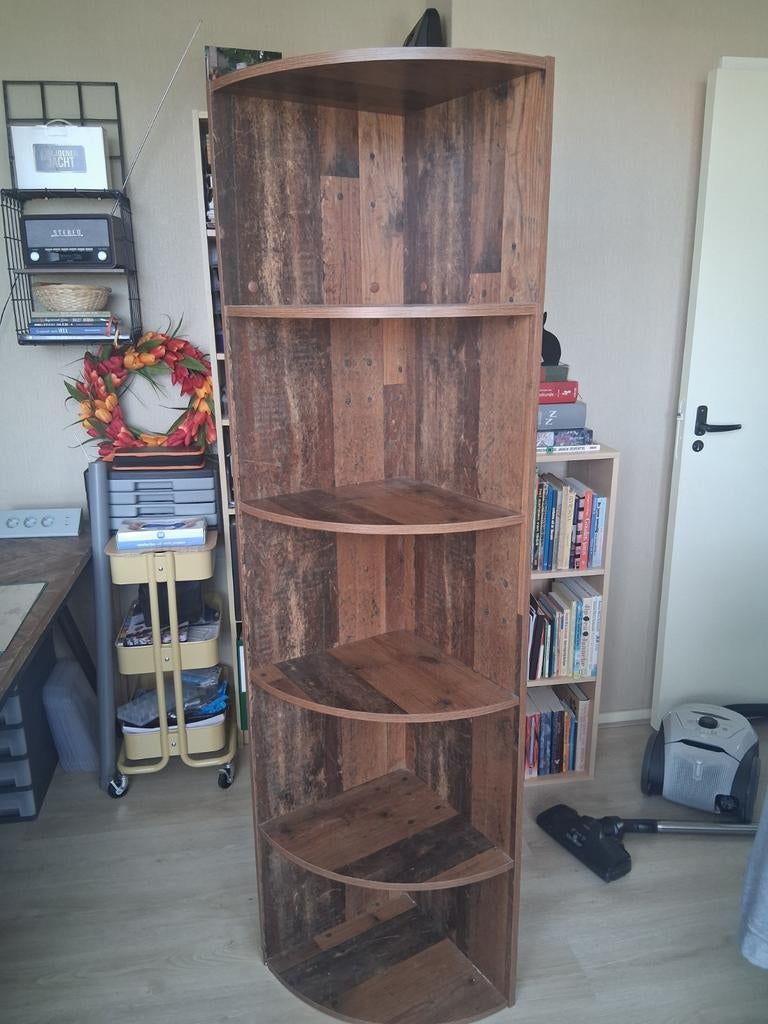 Hoekkast / Boekenkast met 5 planken - Hout, Huis en Inrichting, Ophalen, Met plank(en), Minder dan 50 cm, Gebruikt